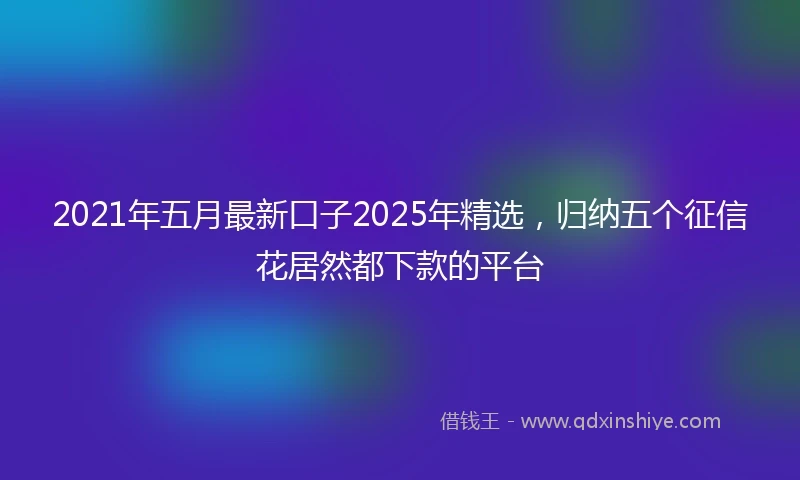 2021年五月最新口子2025年精选，归纳五个征信花居然都下款的平台