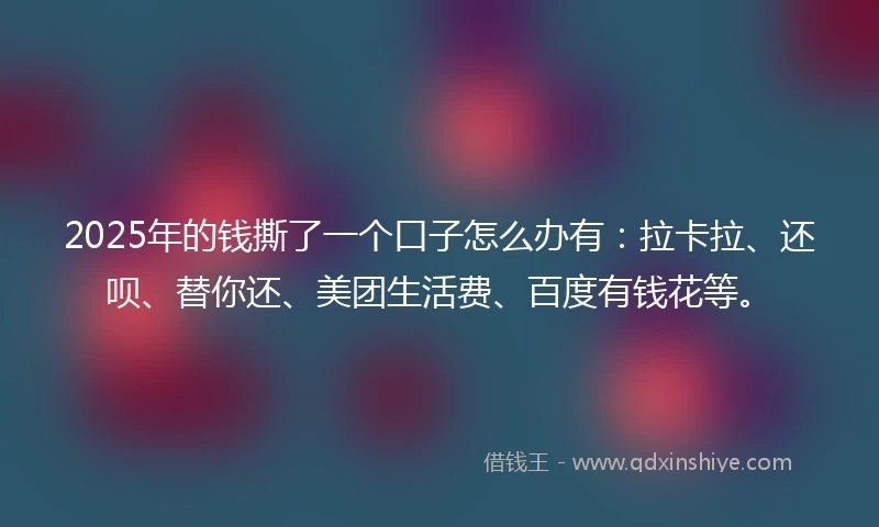 2025年的钱撕了一个口子怎么办有：拉卡拉、还呗、替你还、美团生活费、百度有钱花等。