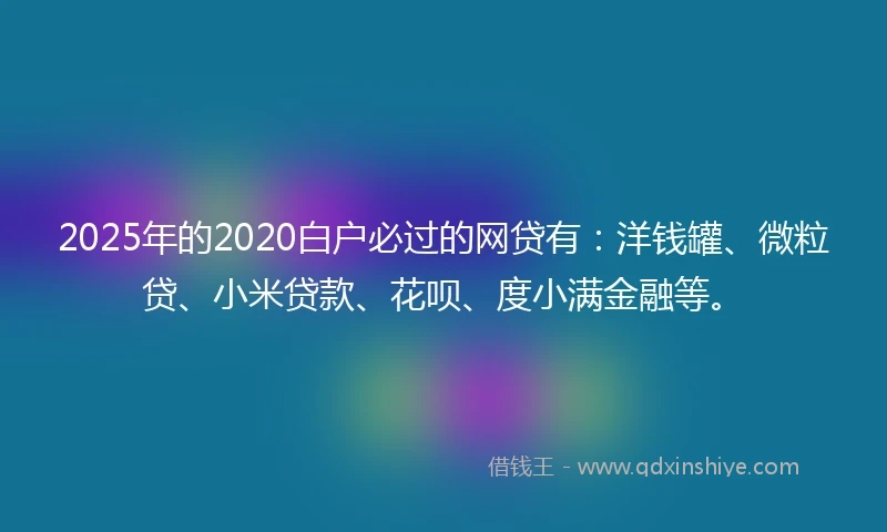 2025年的2020白户必过的网贷有：洋钱罐、微粒贷、小米贷款、花呗、度小满金融等。