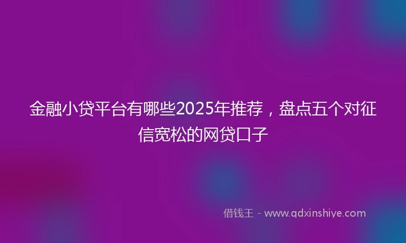 金融小贷平台有哪些2025年推荐，盘点五个对征信宽松的网贷口子