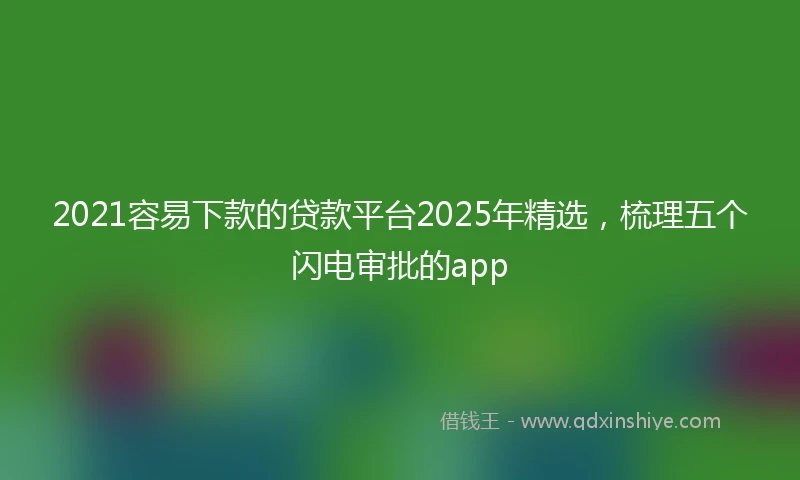 2021容易下款的贷款平台2025年精选，梳理五个闪电审批的app