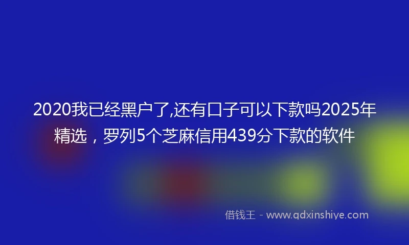 2020我已经黑户了,还有口子可以下款吗2025年精选，罗列5个芝麻信用439分下款的软件