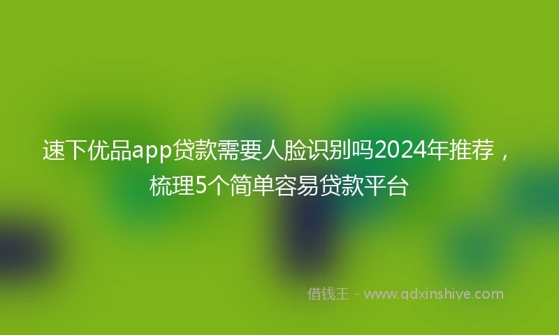 速下优品app贷款需要人脸识别吗2024年推荐，梳理5个简单容易贷款平台