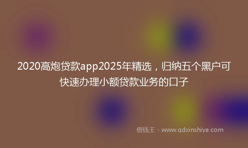 2020高炮贷款app2025年精选，归纳五个黑户可快速办理小额贷款业务的口子