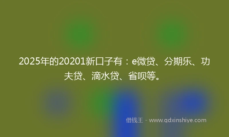 2025年的20201新口子有：e微贷、分期乐、功夫贷、滴水贷、省呗等。