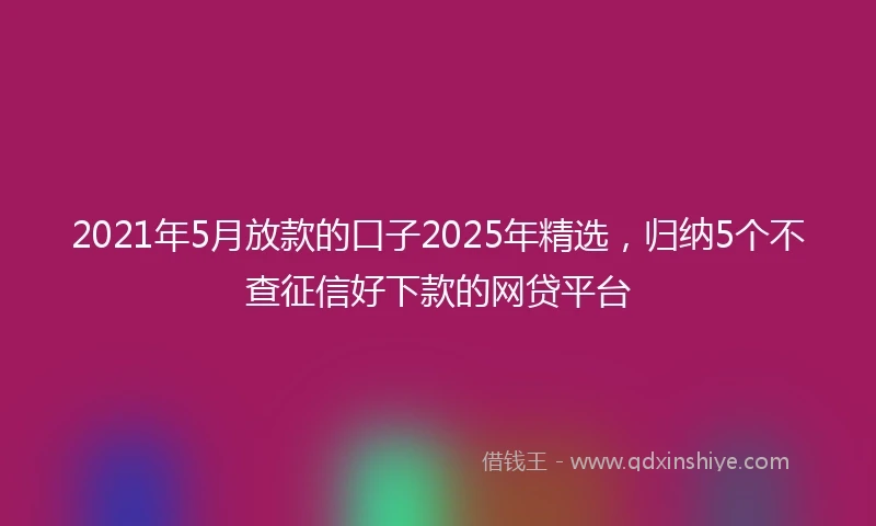 2021年5月放款的口子2025年精选，归纳5个不查征信好下款的网贷平台