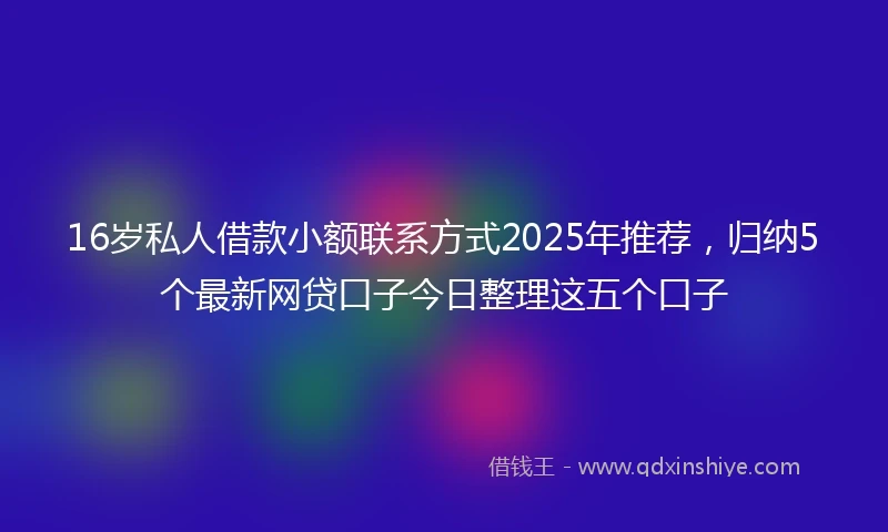 16岁私人借款小额联系方式2025年推荐，归纳5个最新网贷口子今日整理这五个口子