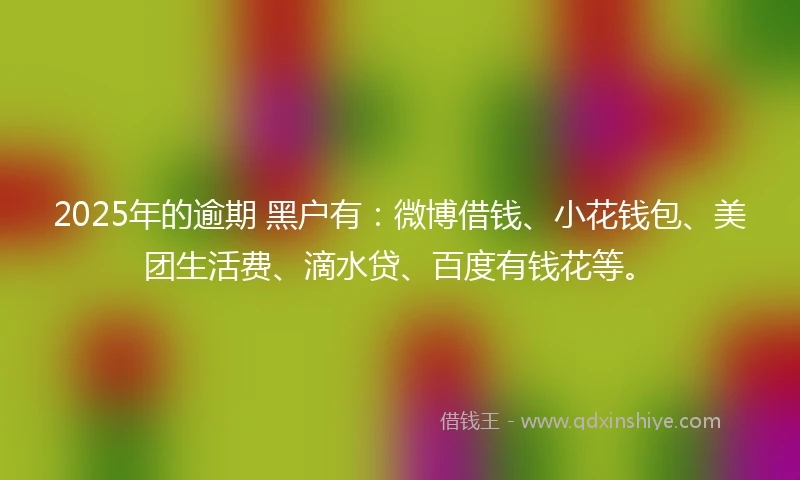 2025年的逾期 黑户有：微博借钱、小花钱包、美团生活费、滴水贷、百度有钱花等。