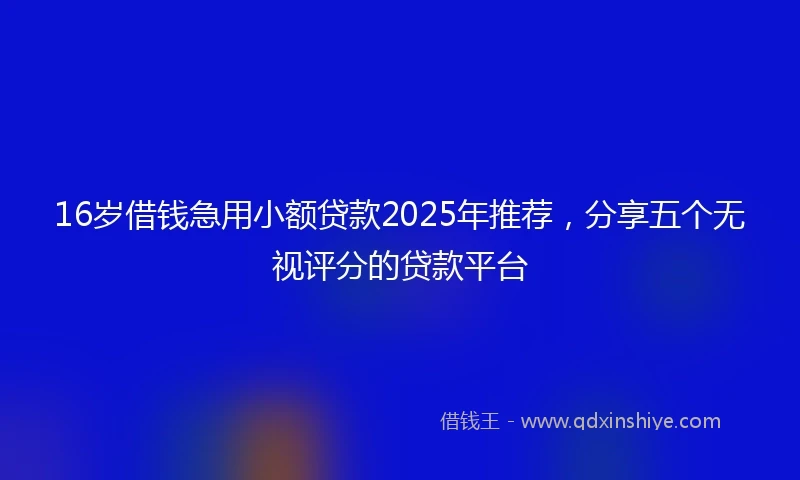 16岁借钱急用小额贷款2025年推荐，分享五个无视评分的贷款平台