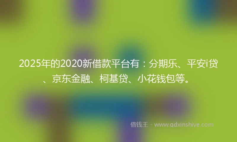 2025年的2020新借款平台有：分期乐、平安i贷、京东金融、柯基贷、小花钱包等。
