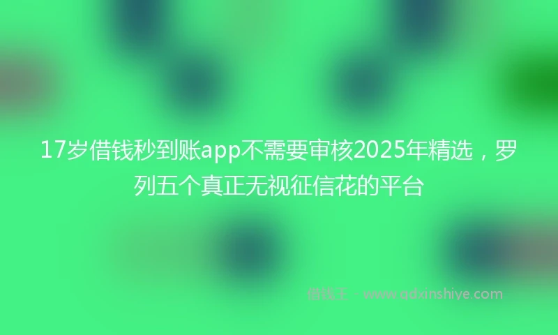 17岁借钱秒到账app不需要审核2025年精选，罗列五个真正无视征信花的平台