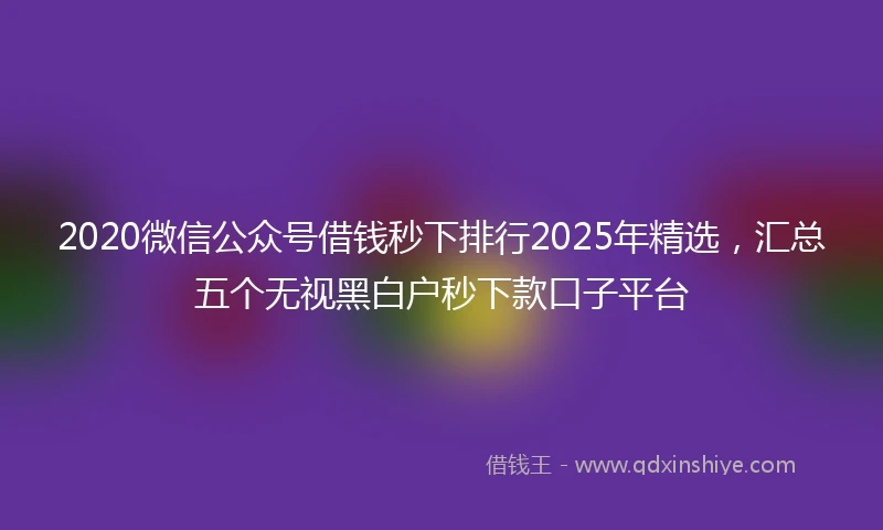 2020微信公众号借钱秒下排行2025年精选，汇总五个无视黑白户秒下款口子平台