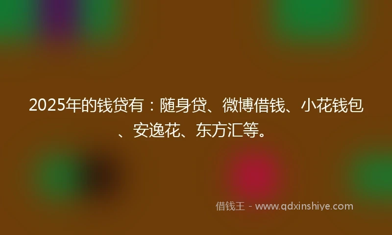 2025年的钱贷有：随身贷、微博借钱、小花钱包、安逸花、东方汇等。
