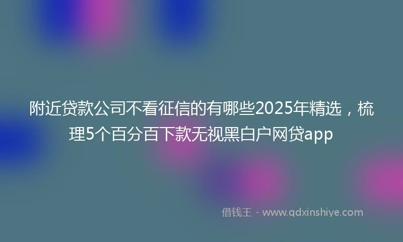 附近贷款公司不看征信的有哪些2025年精选，梳理5个百分百下款无视黑白户网贷app
