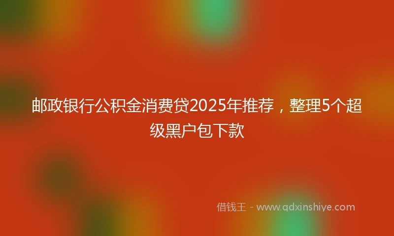 邮政银行公积金消费贷2025年推荐，整理5个超级黑户包下款