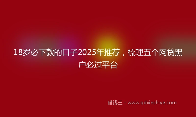 18岁必下款的口子2025年推荐，梳理五个网贷黑户必过平台