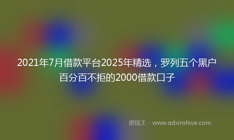 2021年7月借款平台2025年精选，罗列五个黑户百分百不拒的2000借款口子