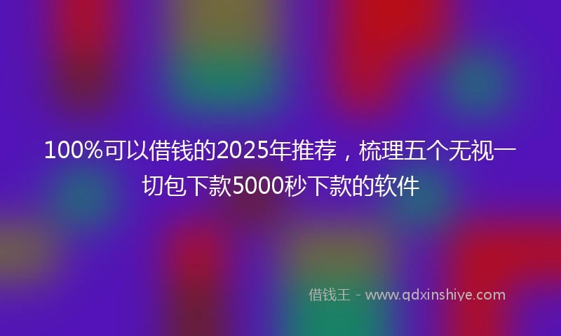 100%可以借钱的2025年推荐，梳理五个无视一切包下款5000秒下款的软件