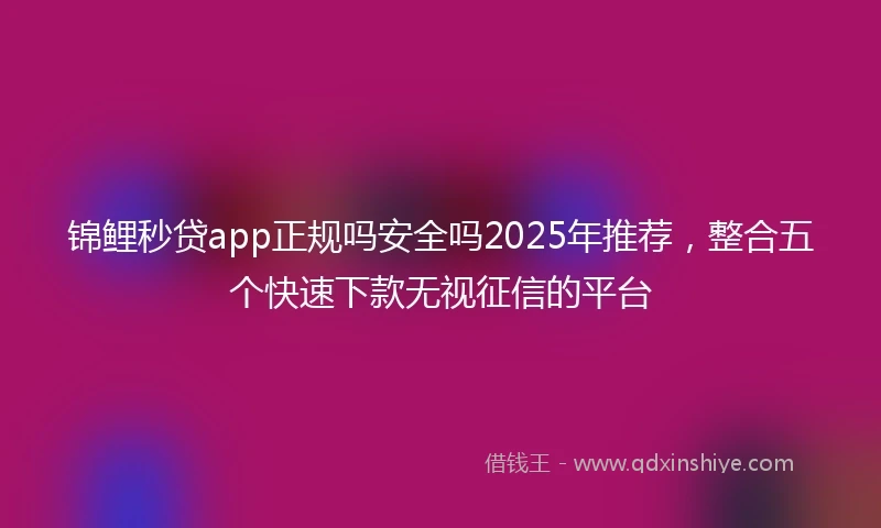 锦鲤秒贷app正规吗安全吗2025年推荐，整合五个快速下款无视征信的平台