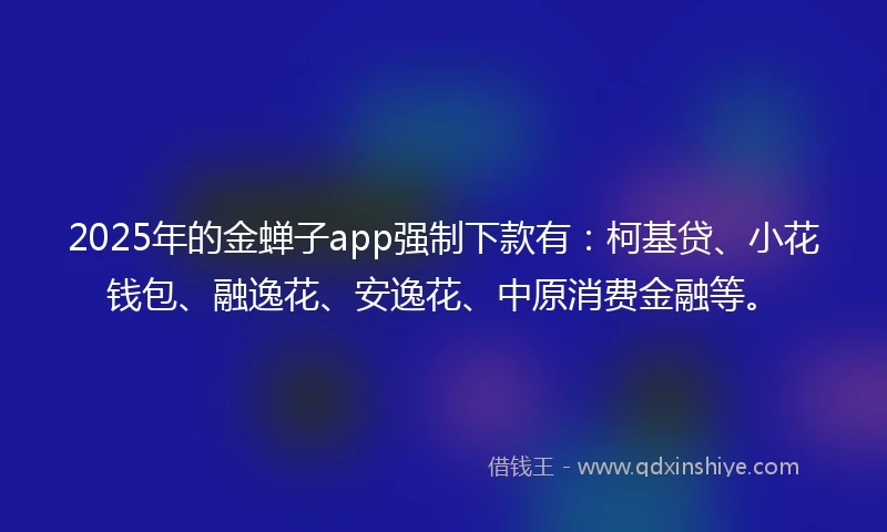 2025年的金蝉子app强制下款有：柯基贷、小花钱包、融逸花、安逸花、中原消费金融等。