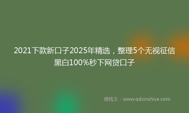 2021下款新口子2025年精选，整理5个无视征信黑白100%秒下网贷口子
