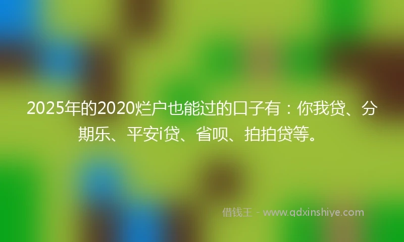 2025年的2020烂户也能过的口子有：你我贷、分期乐、平安i贷、省呗、拍拍贷等。