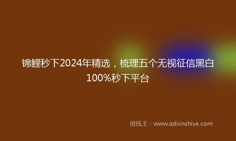 锦鲤秒下2024年精选，梳理五个无视征信黑白100%秒下平台