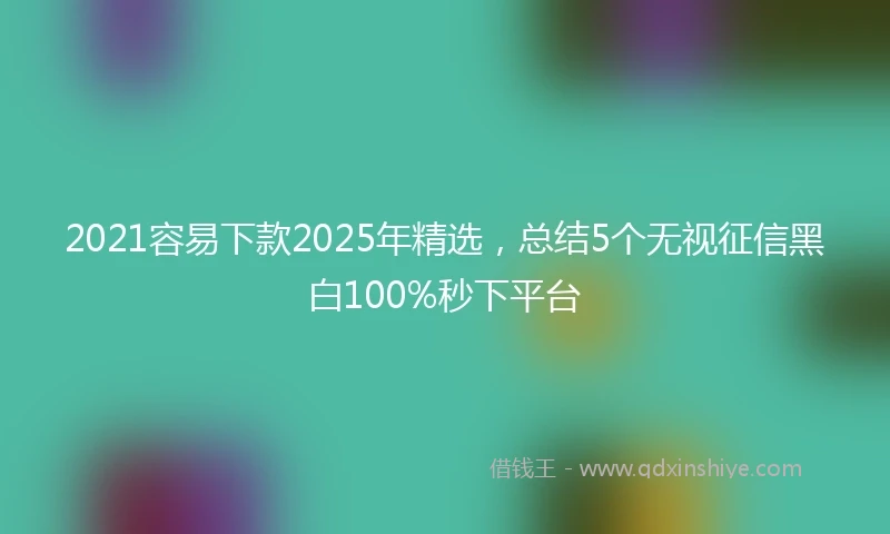 2021容易下款2025年精选，总结5个无视征信黑白100%秒下平台