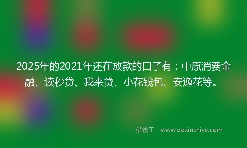 2025年的2021年还在放款的口子有：中原消费金融、读秒贷、我来贷、小花钱包、安逸花等。