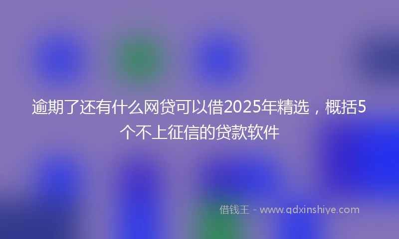 逾期了还有什么网贷可以借2025年精选，概括5个不上征信的贷款软件