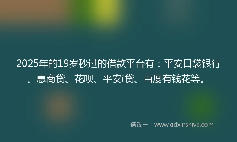2025年的19岁秒过的借款平台有：平安口袋银行、惠商贷、花呗、平安i贷、百度有钱花等。