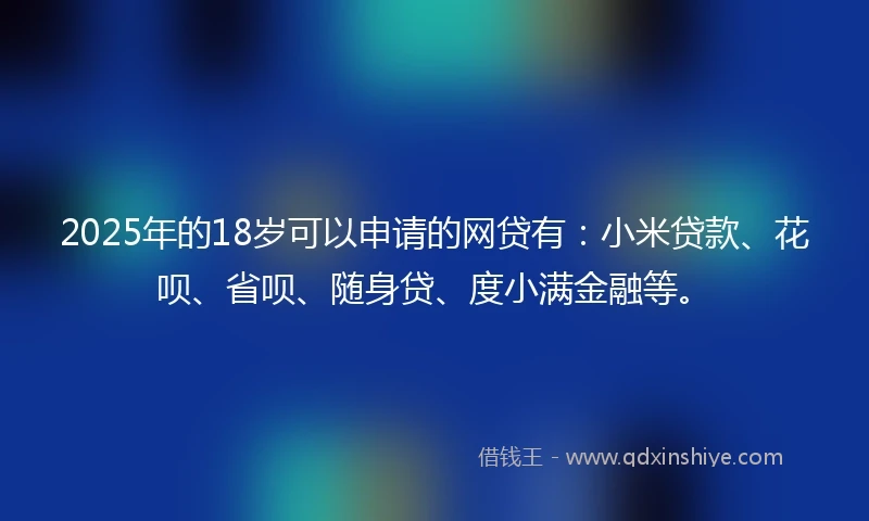 2025年的18岁可以申请的网贷有：小米贷款、花呗、省呗、随身贷、度小满金融等。