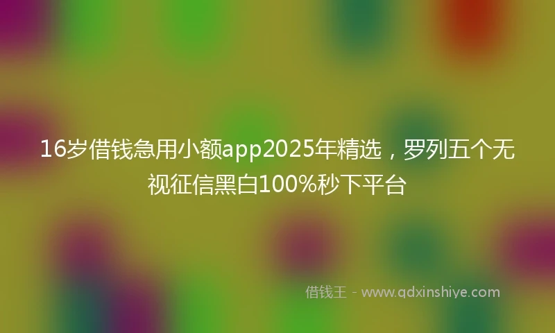 16岁借钱急用小额app2025年精选，罗列五个无视征信黑白100%秒下平台