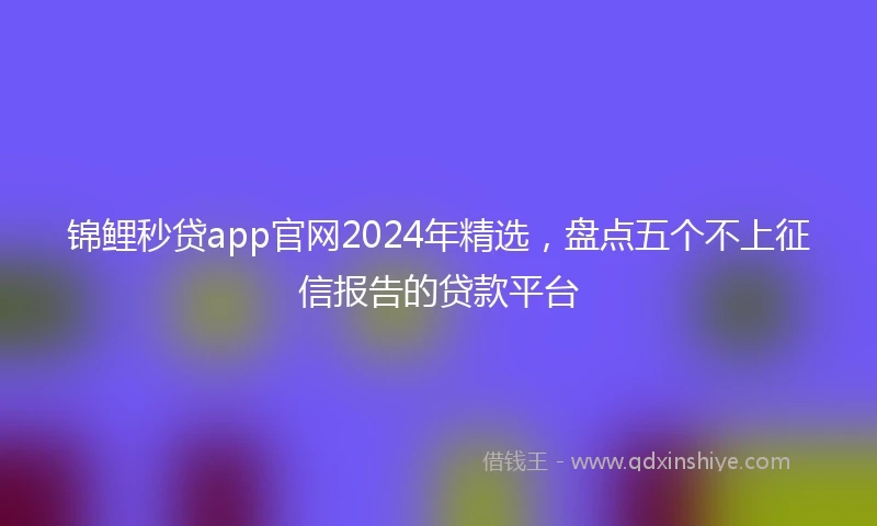 锦鲤秒贷app官网2024年精选，盘点五个不上征信报告的贷款平台