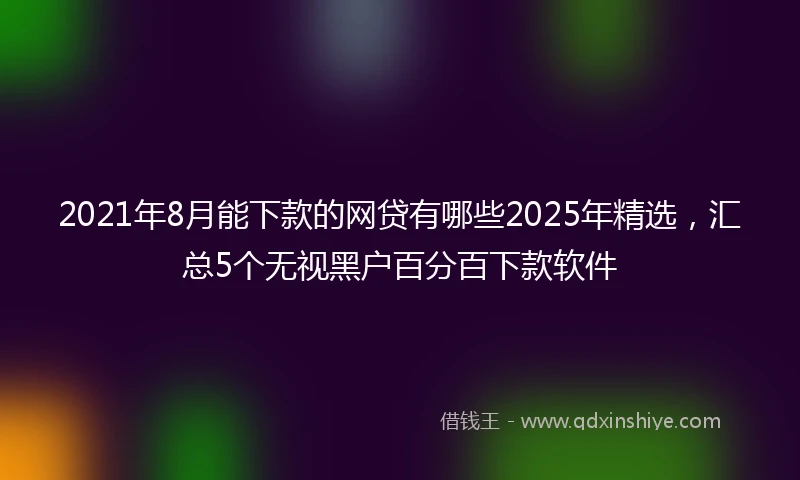 2021年8月能下款的网贷有哪些2025年精选，汇总5个无视黑户百分百下款软件