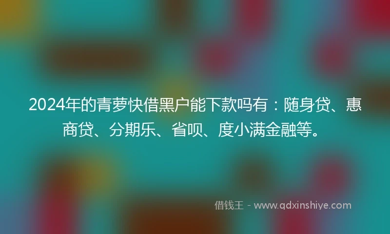 2024年的青萝快借黑户能下款吗有：随身贷、惠商贷、分期乐、省呗、度小满金融等。