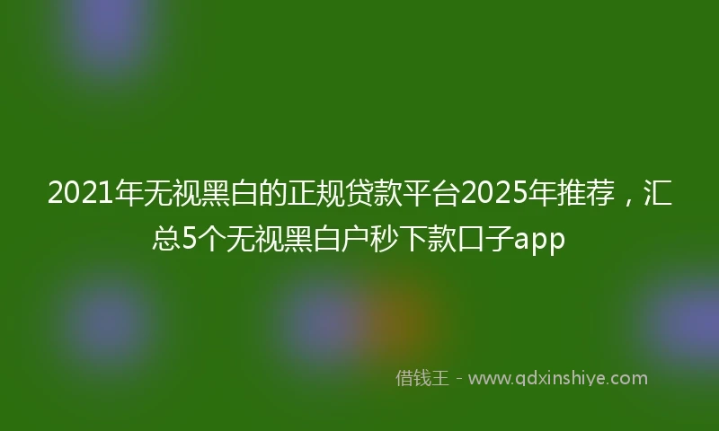 2021年无视黑白的正规贷款平台2025年推荐，汇总5个无视黑白户秒下款口子app