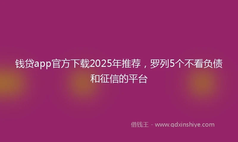 钱贷app官方下载2025年推荐，罗列5个不看负债和征信的平台