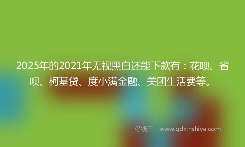 2025年的2021年无视黑白还能下款有：花呗、省呗、柯基贷、度小满金融、美团生活费等。
