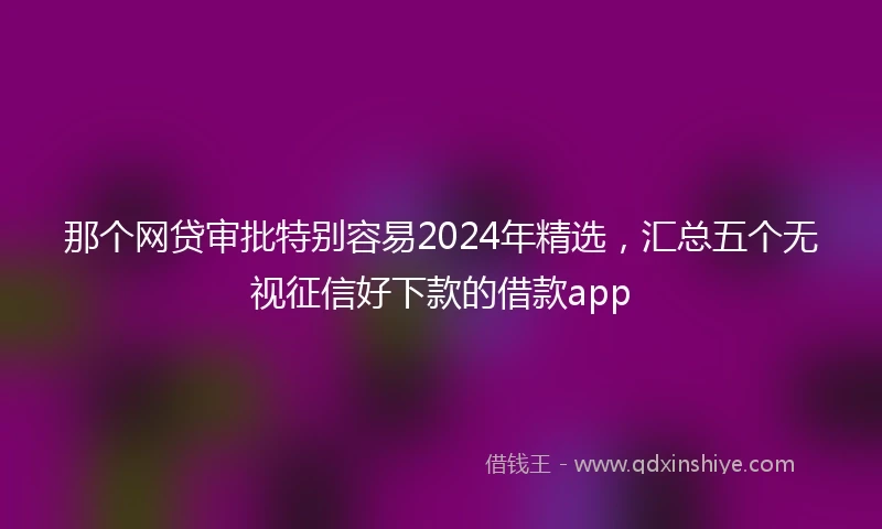 那个网贷审批特别容易2024年精选，汇总五个无视征信好下款的借款app