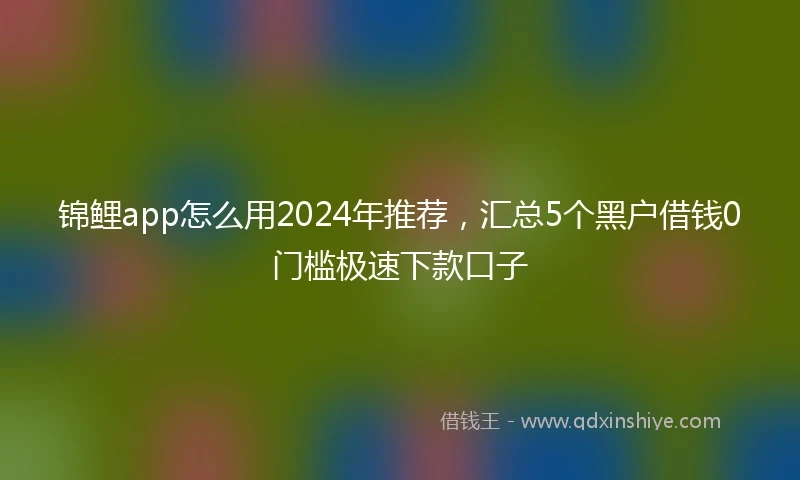 锦鲤app怎么用2024年推荐，汇总5个黑户借钱0门槛极速下款口子