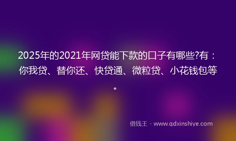 2025年的2021年网贷能下款的口子有哪些?有：你我贷、替你还、快贷通、微粒贷、小花钱包等。