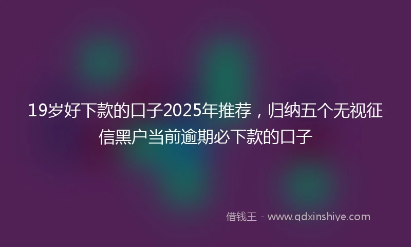 19岁好下款的口子2025年推荐，归纳五个无视征信黑户当前逾期必下款的口子