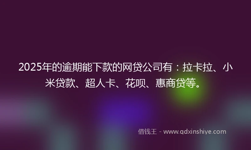 2025年的逾期能下款的网贷公司有：拉卡拉、小米贷款、超人卡、花呗、惠商贷等。