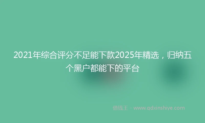 2021年综合评分不足能下款2025年精选，归纳五个黑户都能下的平台