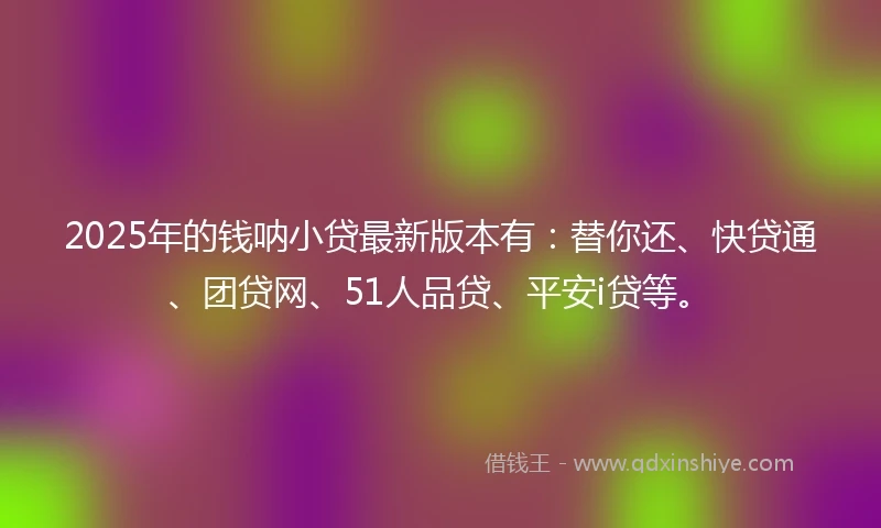 2025年的钱呐小贷最新版本有：替你还、快贷通、团贷网、51人品贷、平安i贷等。