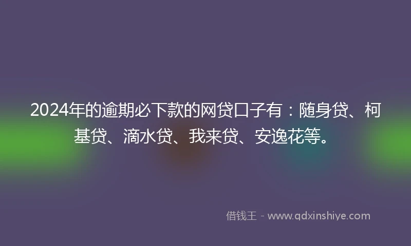 2024年的逾期必下款的网贷口子有：随身贷、柯基贷、滴水贷、我来贷、安逸花等。