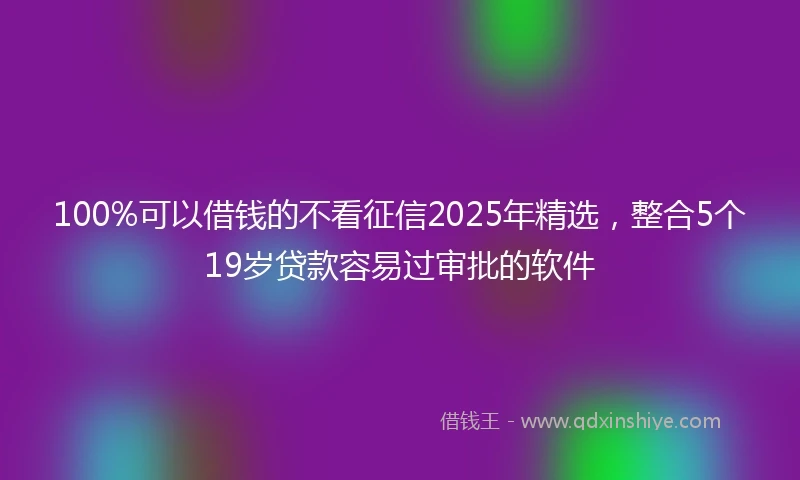 100%可以借钱的不看征信2025年精选，整合5个19岁贷款容易过审批的软件