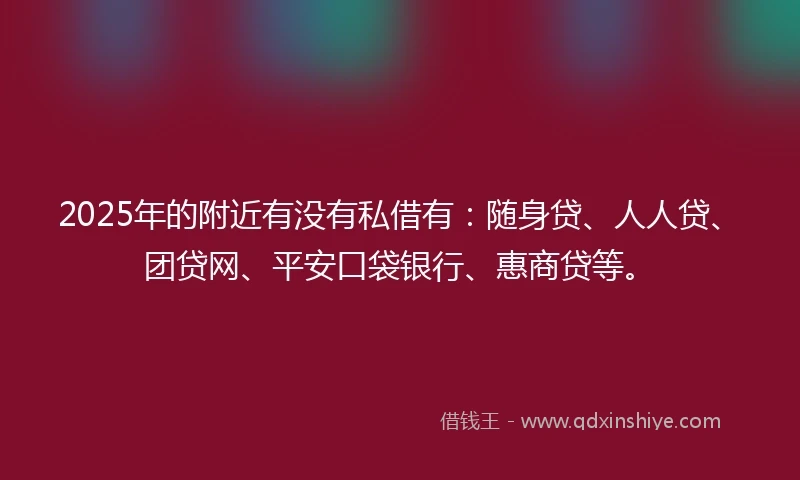 2025年的附近有没有私借有：随身贷、人人贷、团贷网、平安口袋银行、惠商贷等。