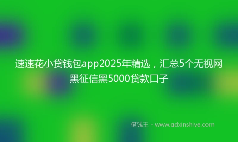 速速花小贷钱包app2025年精选，汇总5个无视网黑征信黑5000贷款口子